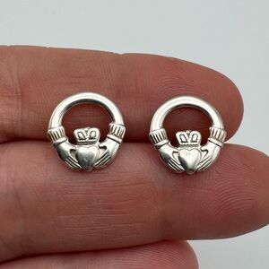 Sterling Silver 925 Claddagh Stud Earrings